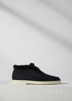 Open Walk 踝靴 绒毛牛皮革含皮毛衬里