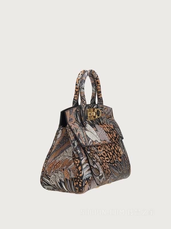 FERRAGAMO薄软绸印花STUDIO手袋（小号）