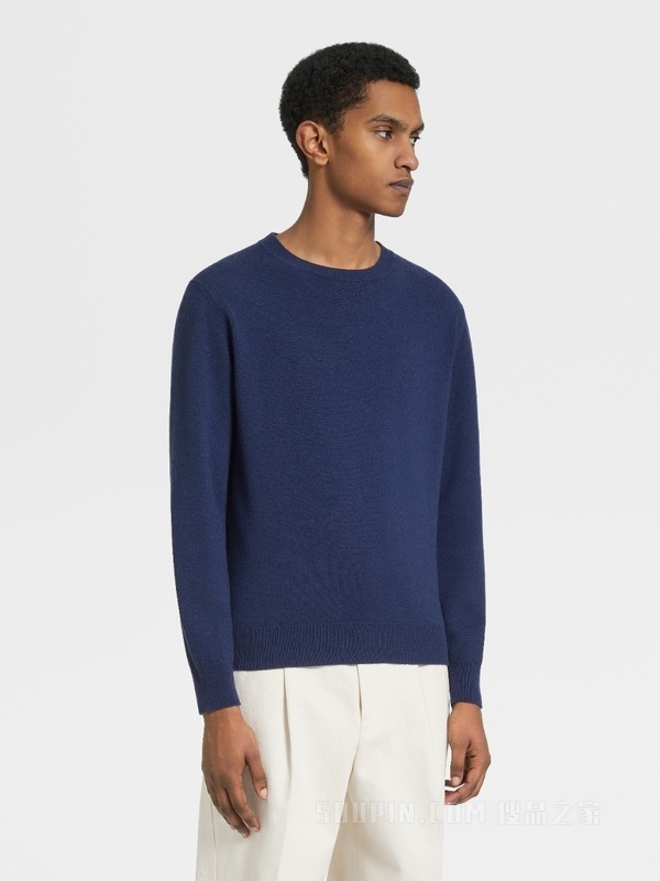 蓝色 Oasi Cashmere 圆领针织衫