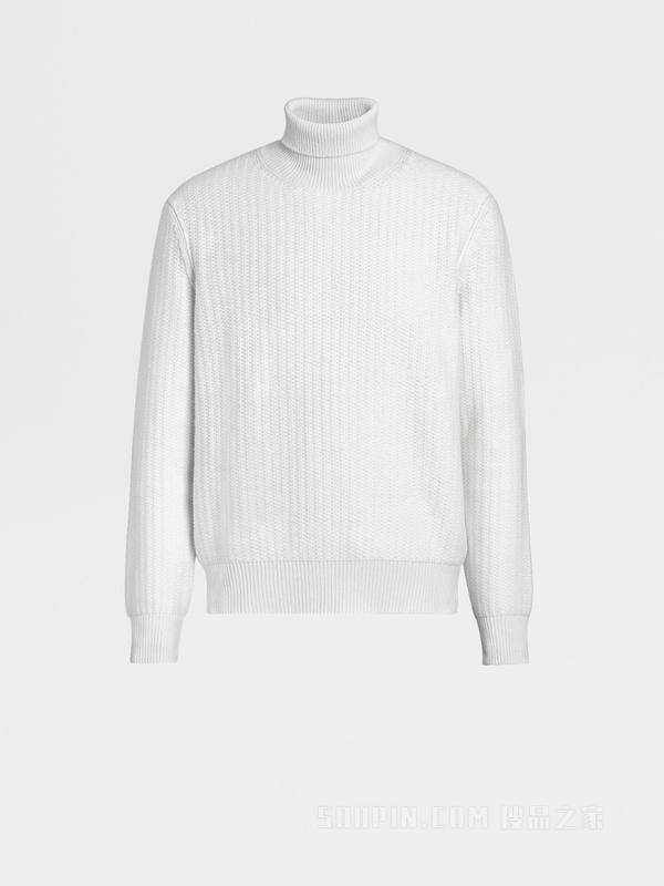 白色 Oasi Cashmere 高领毛衣