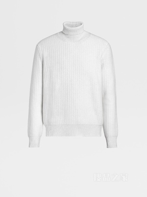 白色 Oasi Cashmere 高领毛衣