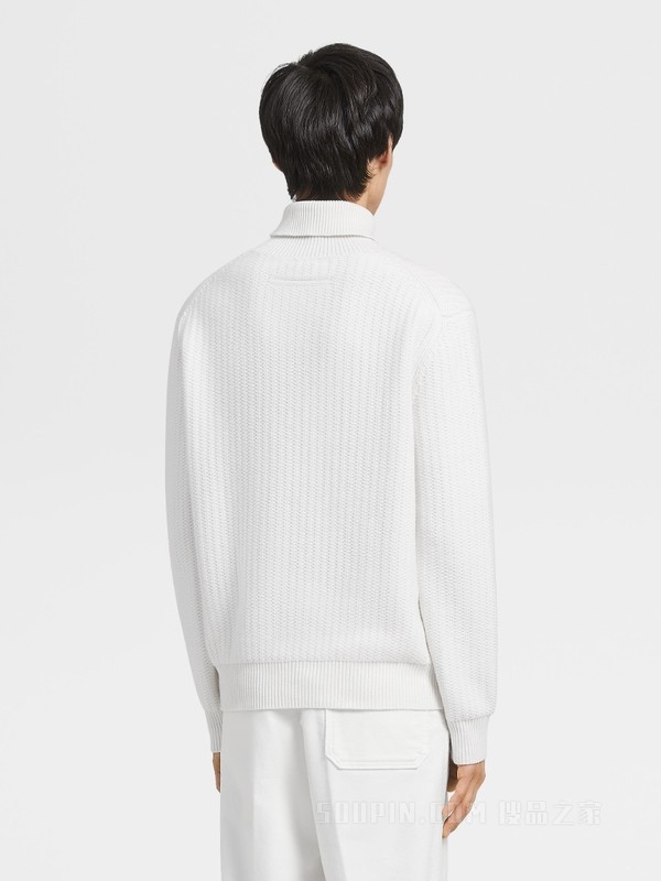 白色 Oasi Cashmere 高领毛衣