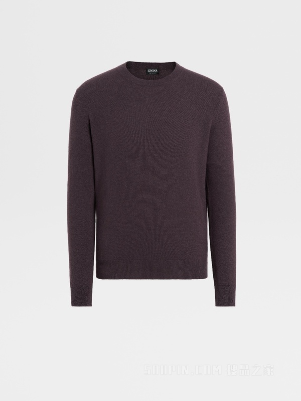 深紫色 Oasi Cashmere 圆领针织衫