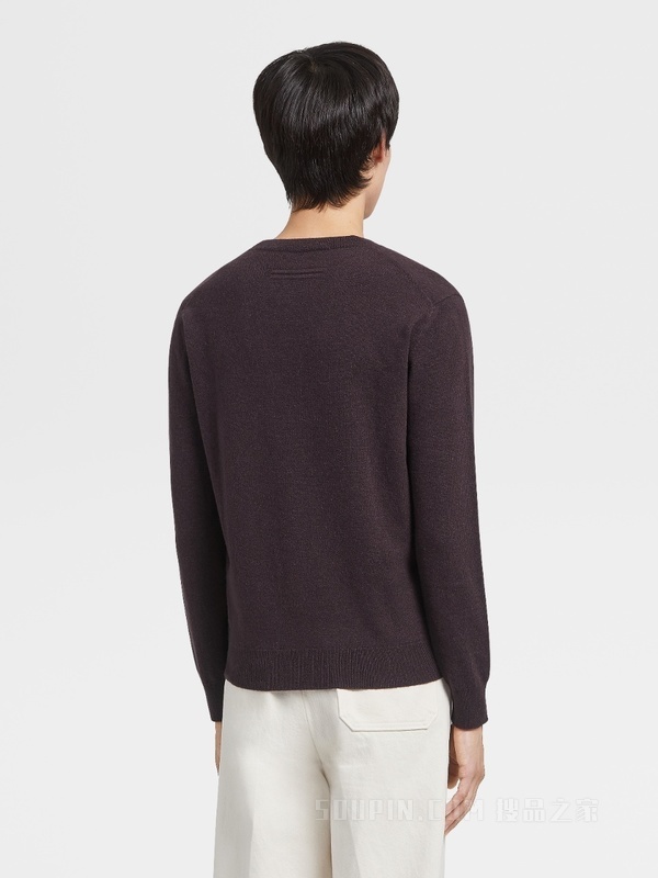 深紫色 Oasi Cashmere 圆领针织衫