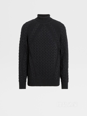 黑色 Techmerino™ 针织高龄毛衣