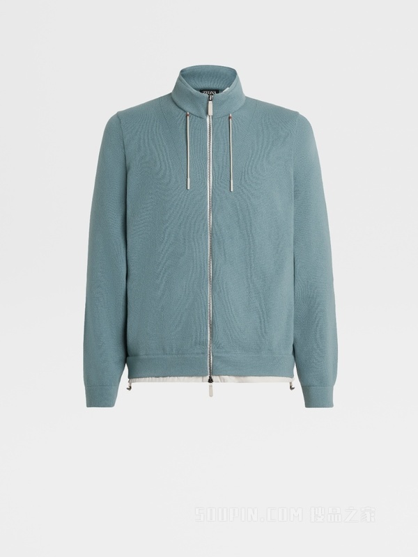 浅蔚蓝色 Oasi Cashmere 全拉链毛衣