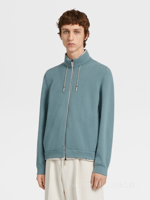 浅蔚蓝色 Oasi Cashmere 全拉链毛衣