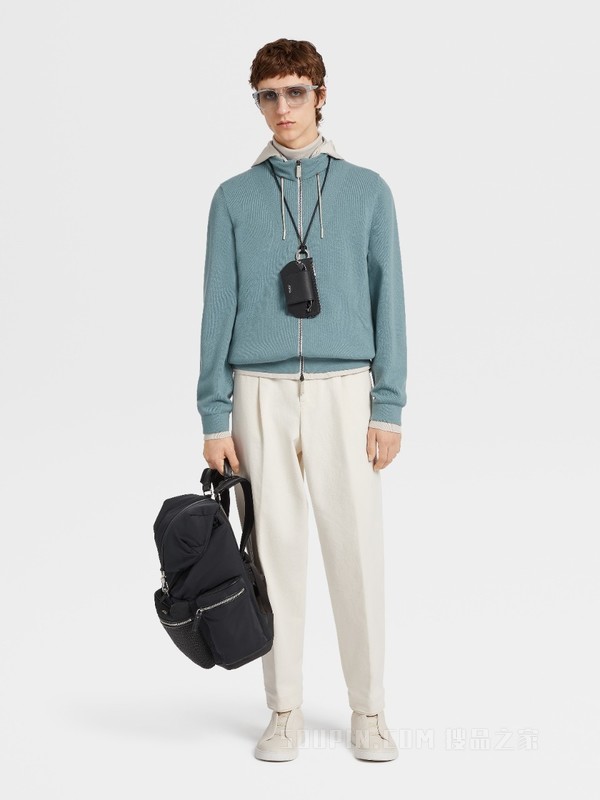 浅蔚蓝色 Oasi Cashmere 全拉链毛衣