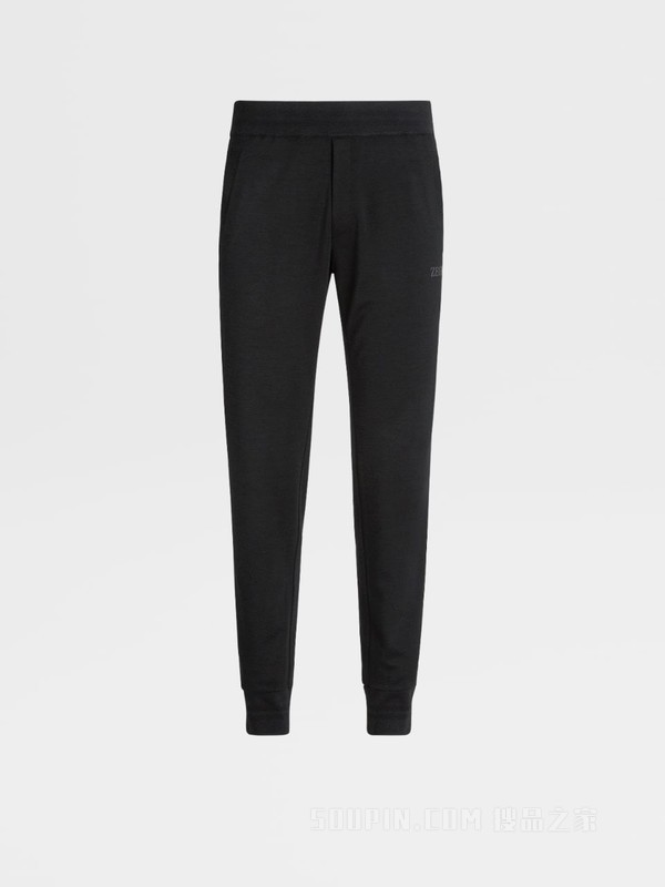 黑色 Techmerino™ 羊毛慢跑裤