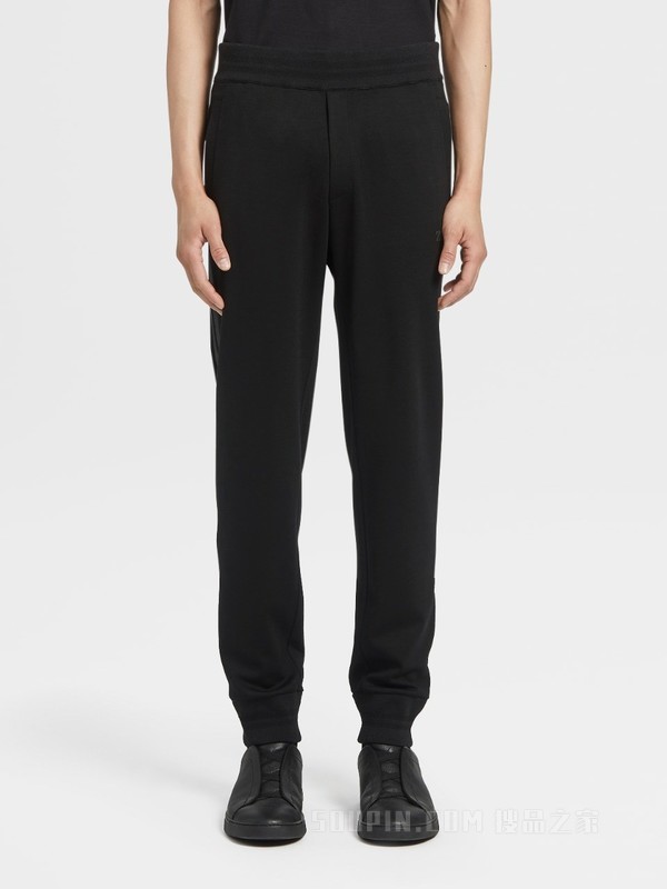 黑色 Techmerino™ 羊毛慢跑裤