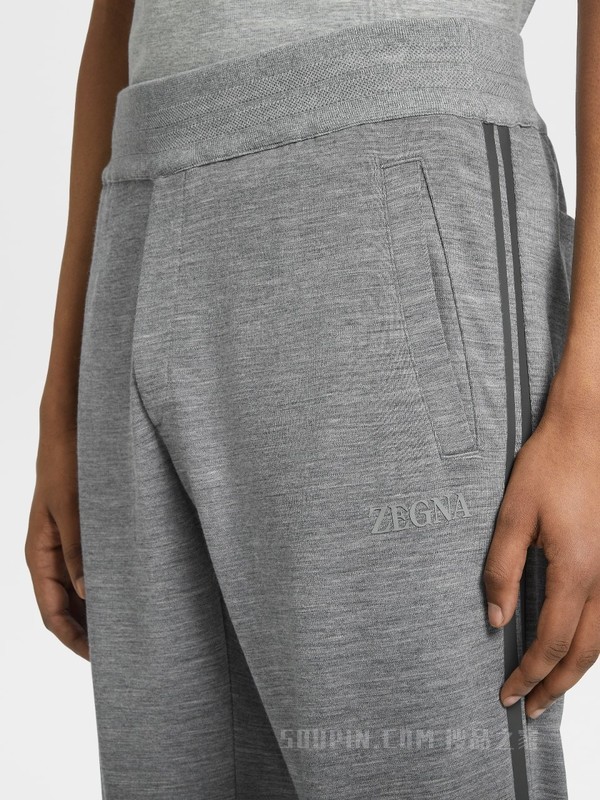 麻灰色 Techmerino™ 羊毛慢跑裤