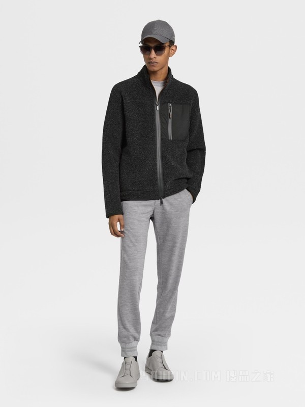 麻灰色 Techmerino™ 羊毛慢跑裤