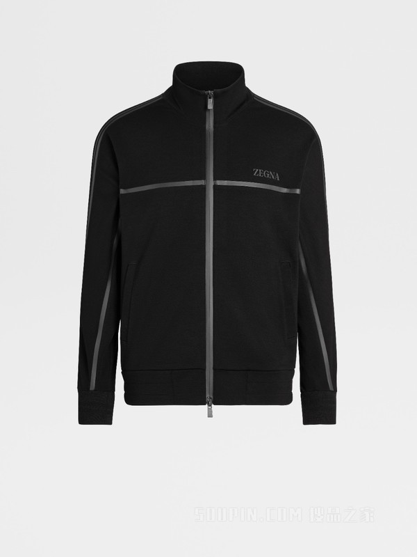 黑色 Techmerino™ 羊毛全拉链夹克