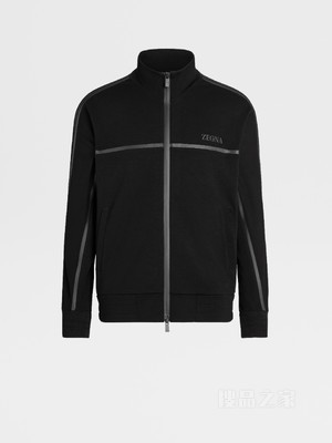 黑色 Techmerino™ 羊毛全拉链夹克