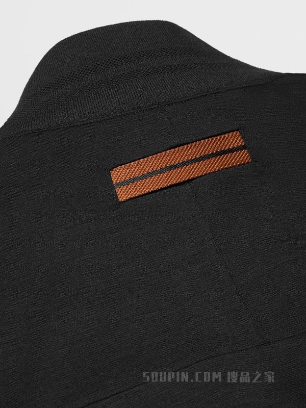 黑色 Techmerino™ 羊毛全拉链夹克