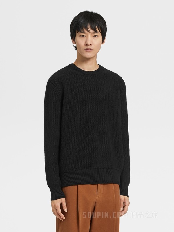 黑色 Oasi Cashmere 圆领针织衫