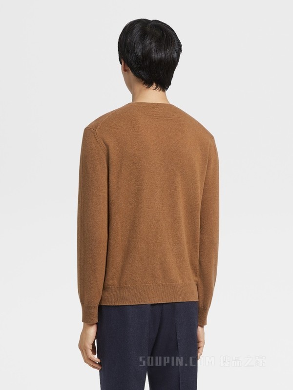 骆马红棕色 Oasi Cashmere 圆领针织衫