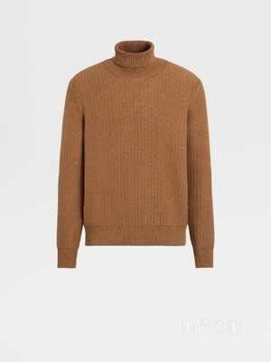 骆马红棕色 Oasi Cashmere 高领毛衣