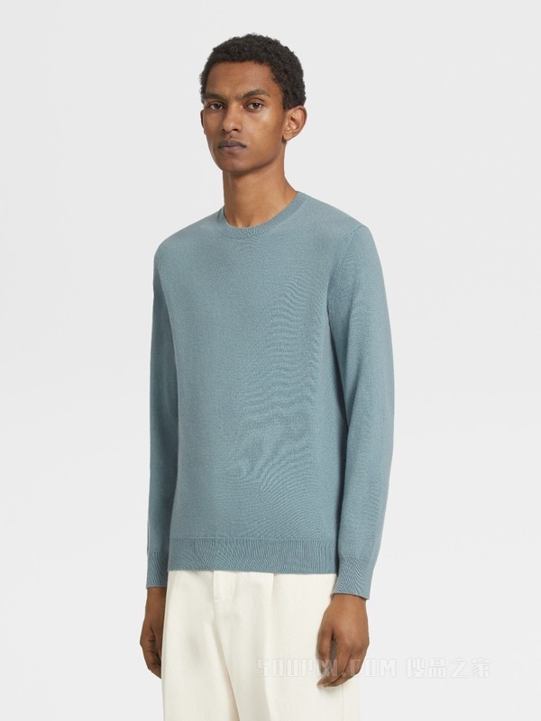浅蔚蓝色 Oasi Cashmere 圆领针织衫