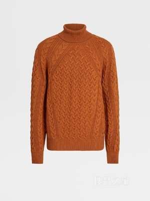 骆马红棕色 Techmerino™ 针织高龄毛衣