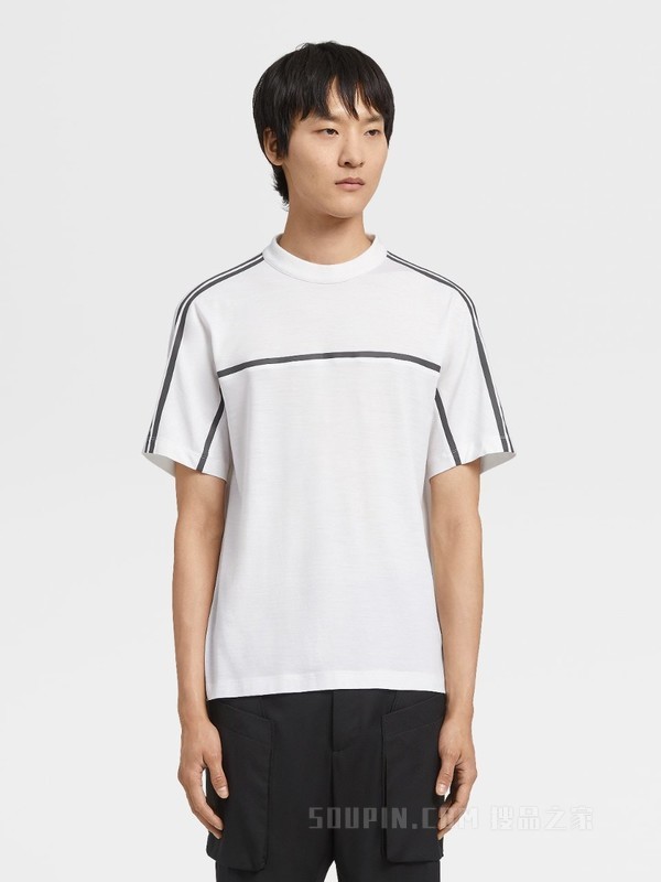 白色 Techmerino™ 羊毛衬衫袖 T 恤