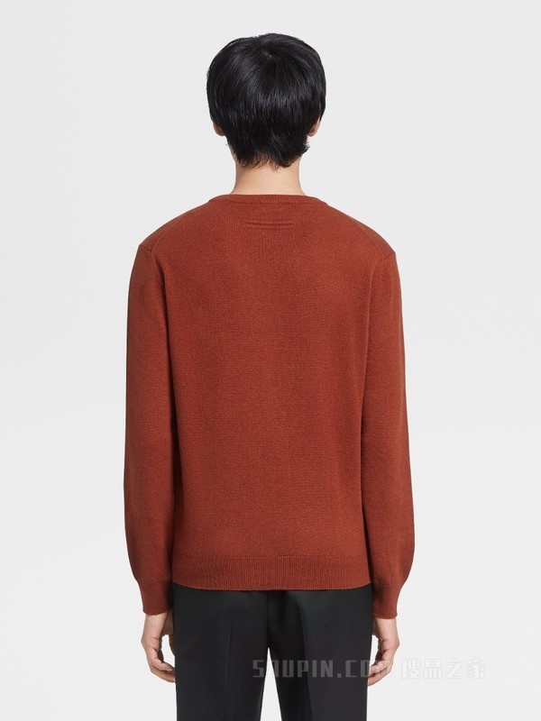 砖红色 Oasi Cashmere 圆领针织衫