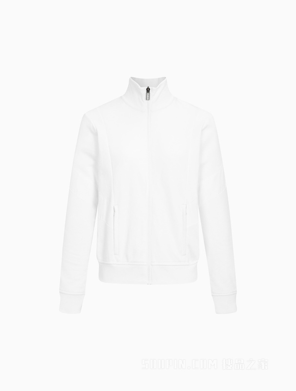 Calvin Klein 22春夏新款女士立领LOGO提花织带云纹拼接拉链卫衣4WS2J401