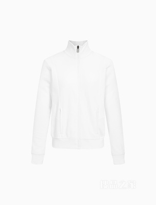 Calvin Klein 22春夏新款女士立领LOGO提花织带云纹拼接拉链卫衣4WS2J401