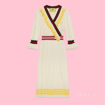adidas x Gucci联名系列棉质连衣裙 象牙白