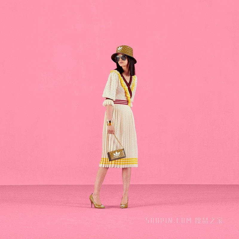 adidas x Gucci联名系列棉质连衣裙 象牙白