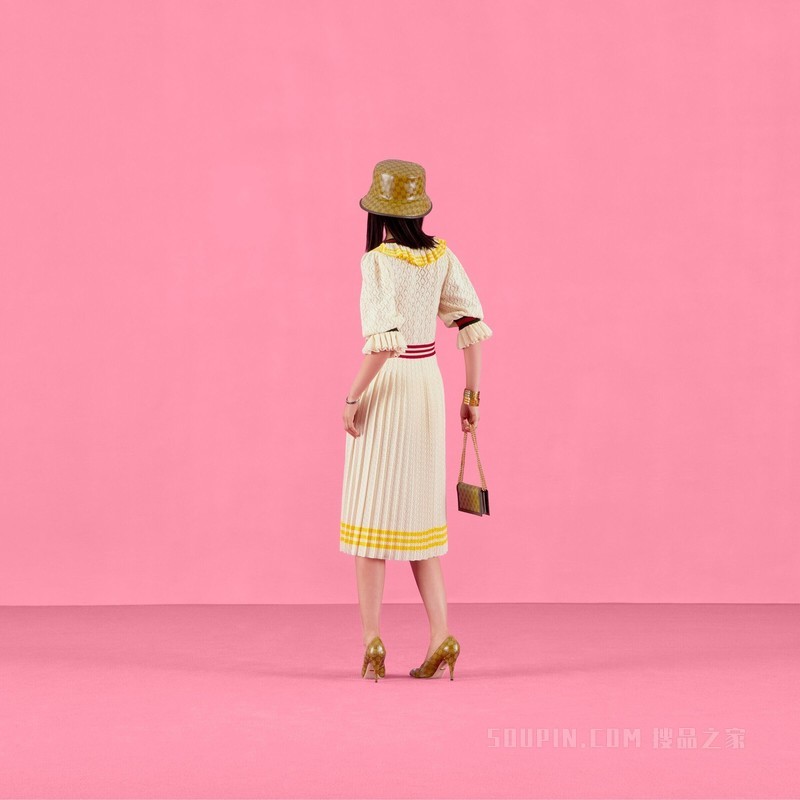 adidas x Gucci联名系列棉质连衣裙 象牙白