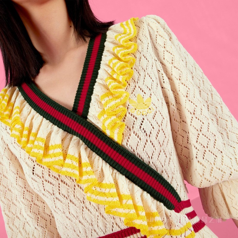 adidas x Gucci联名系列棉质连衣裙 象牙白