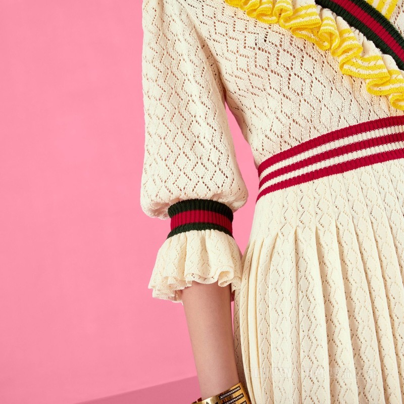 adidas x Gucci联名系列棉质连衣裙 象牙白