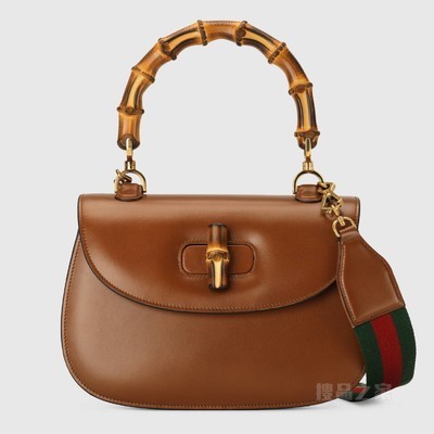 Gucci Bamboo 1947 中号手提包 棕色皮革