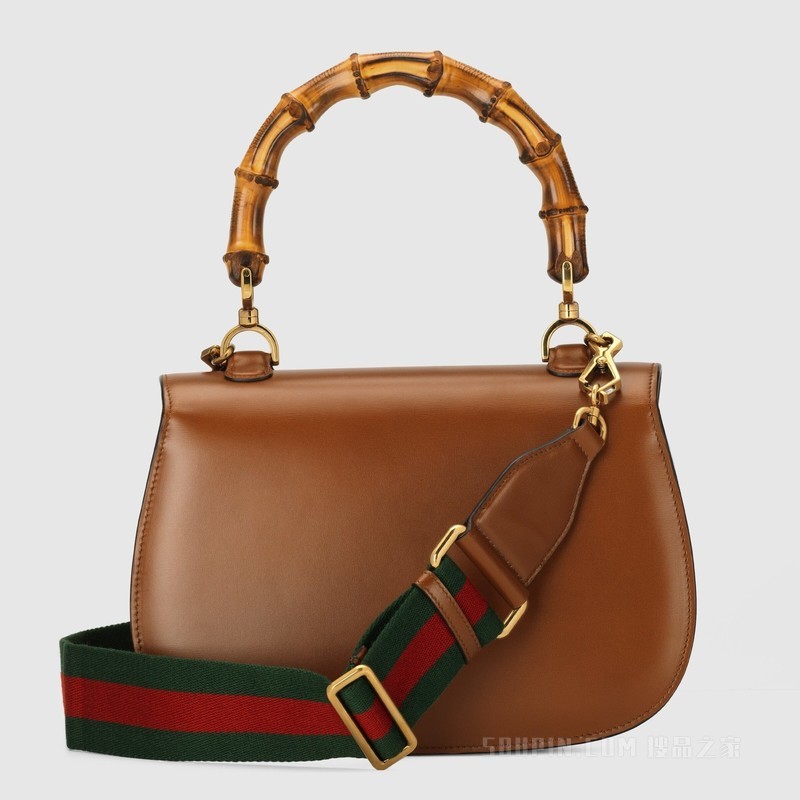 Gucci Bamboo 1947 中号手提包 棕色皮革