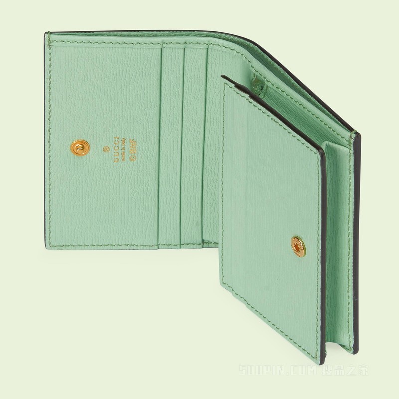 Gucci和星星Bananya印花卡片夹 淡绿色皮革