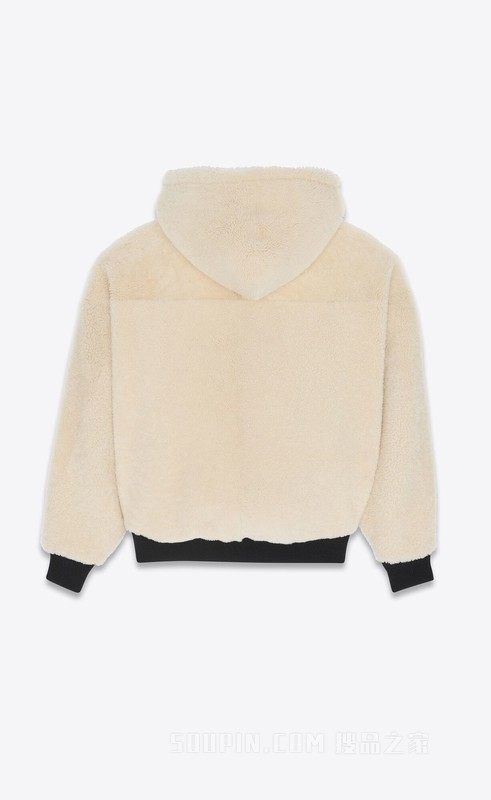 羊毛皮和羊皮革连帽衫