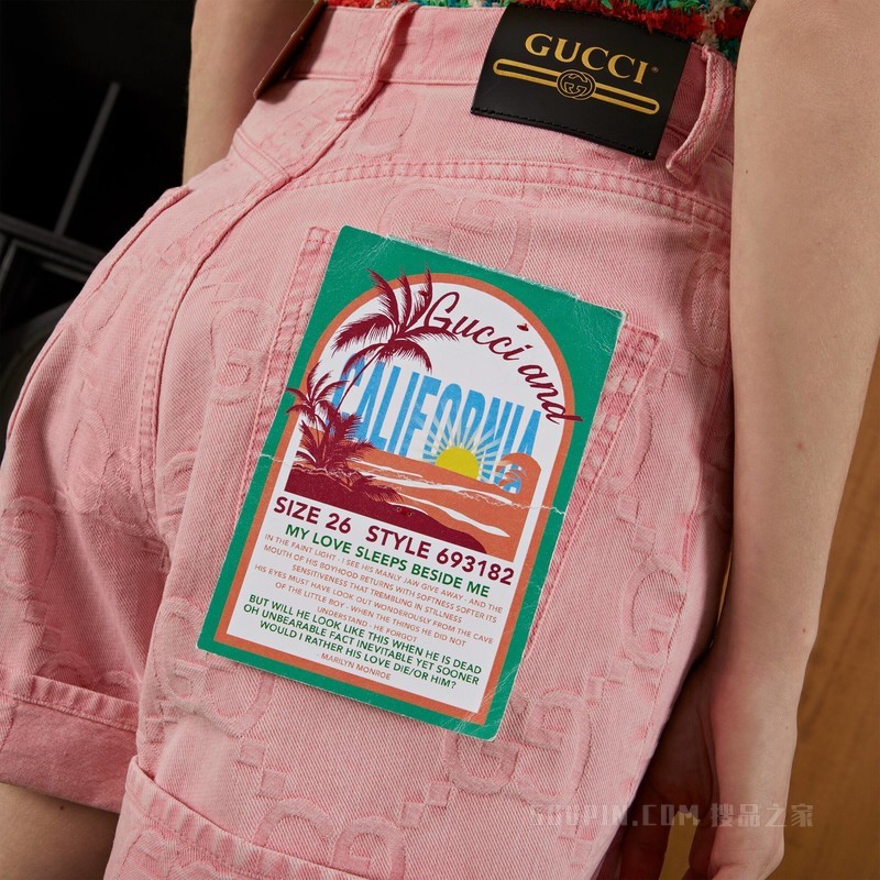 “Gucci and California”GG牛仔短裤 粉色