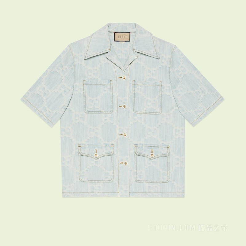 “Gucci and California”GG牛仔夹克 浅蓝色