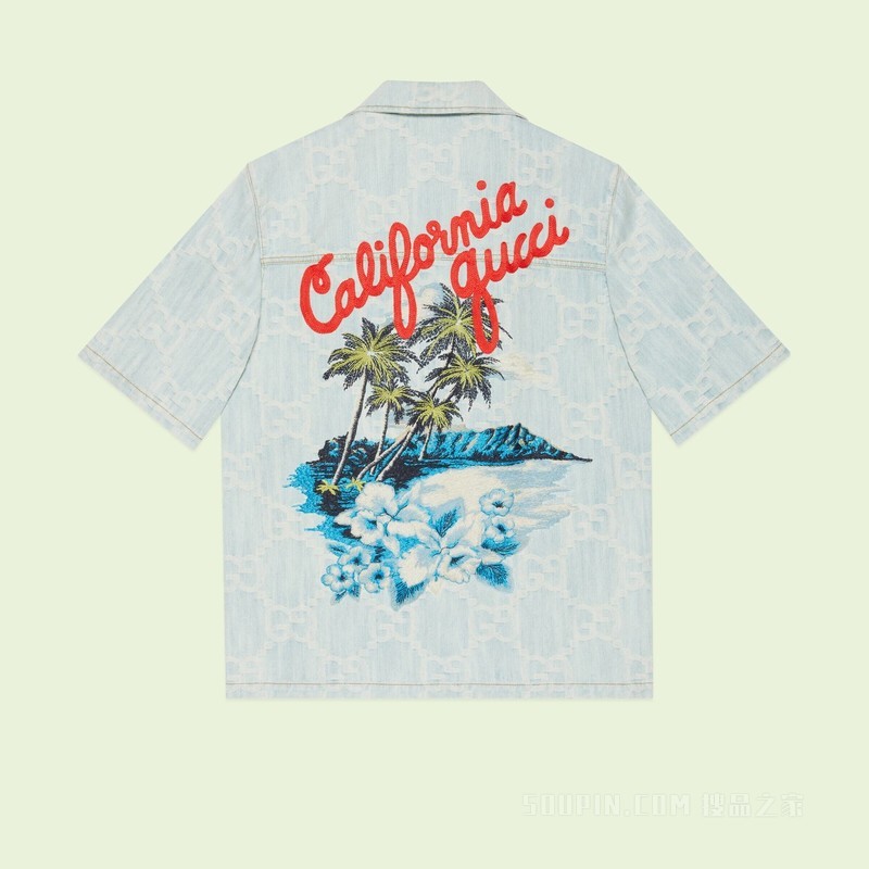 “Gucci and California”GG牛仔夹克 浅蓝色