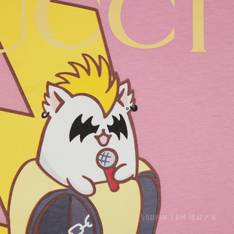 Gucci和闪电Bananya T恤 粉色