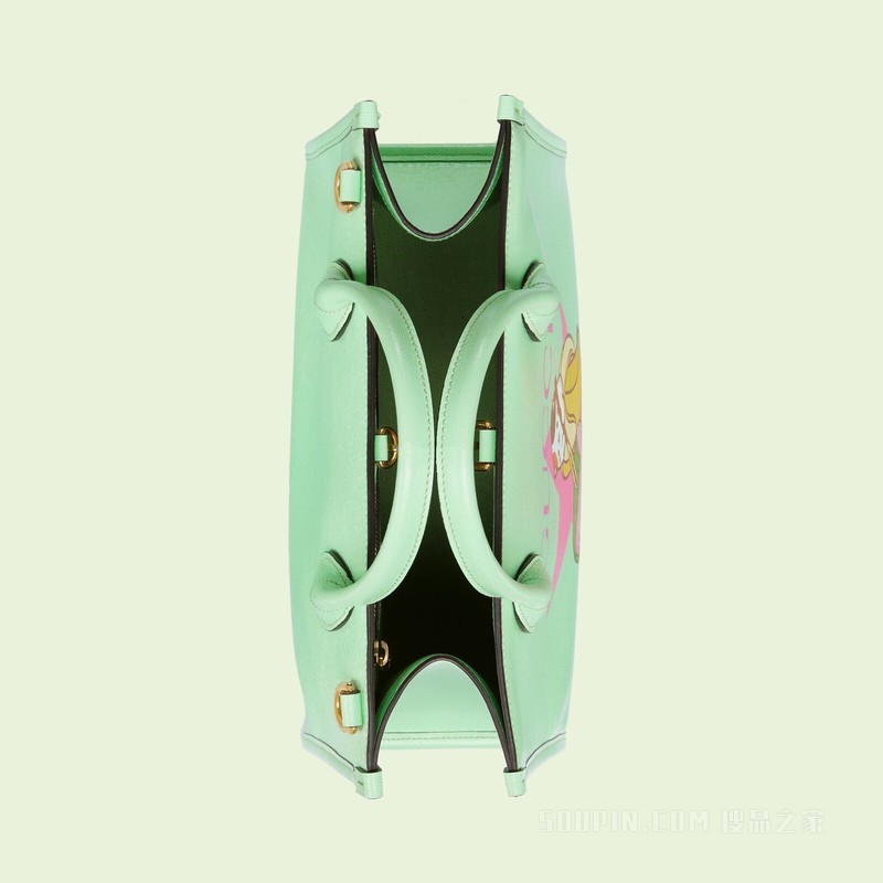 Bananya印花小号托特包 淡绿色皮革