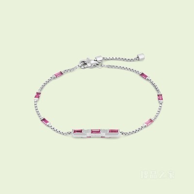 Gucci Link to Love系列长阶梯形红碧玺手链 18K白金