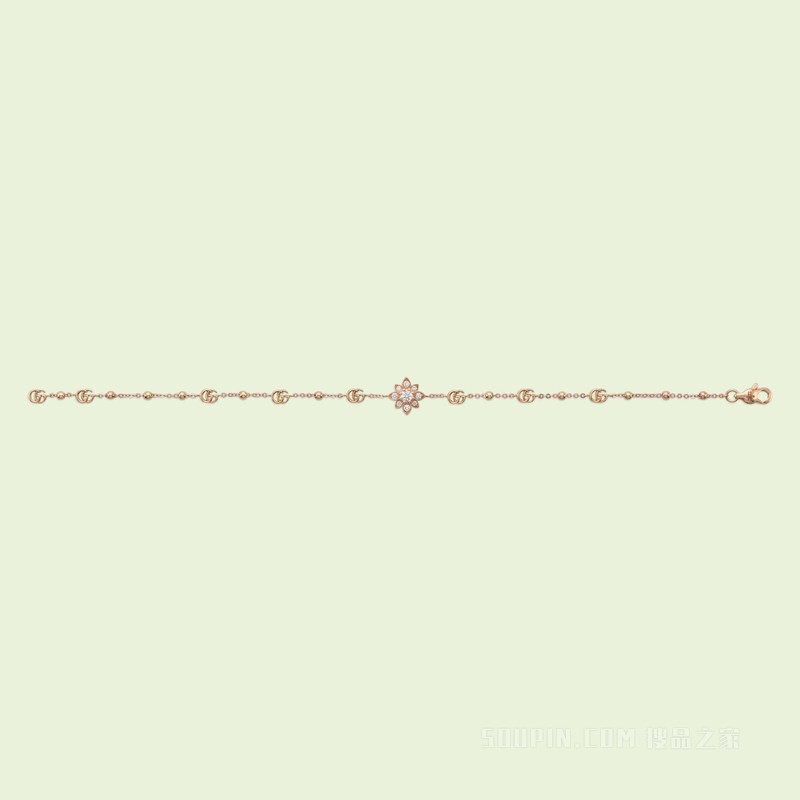 Flora系列18K玫瑰金钻石手链 18K玫瑰金