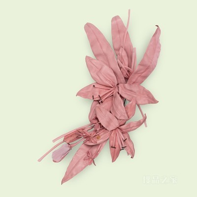 皮革花朵胸针 粉色皮革