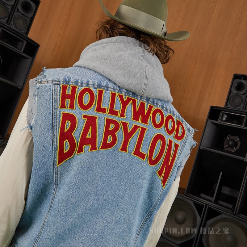 饰“Hollywood Babylon”兜帽马甲 浅蓝色