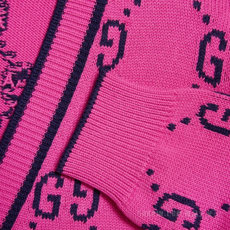 GG针织羊毛开衫 玫红色和蓝色