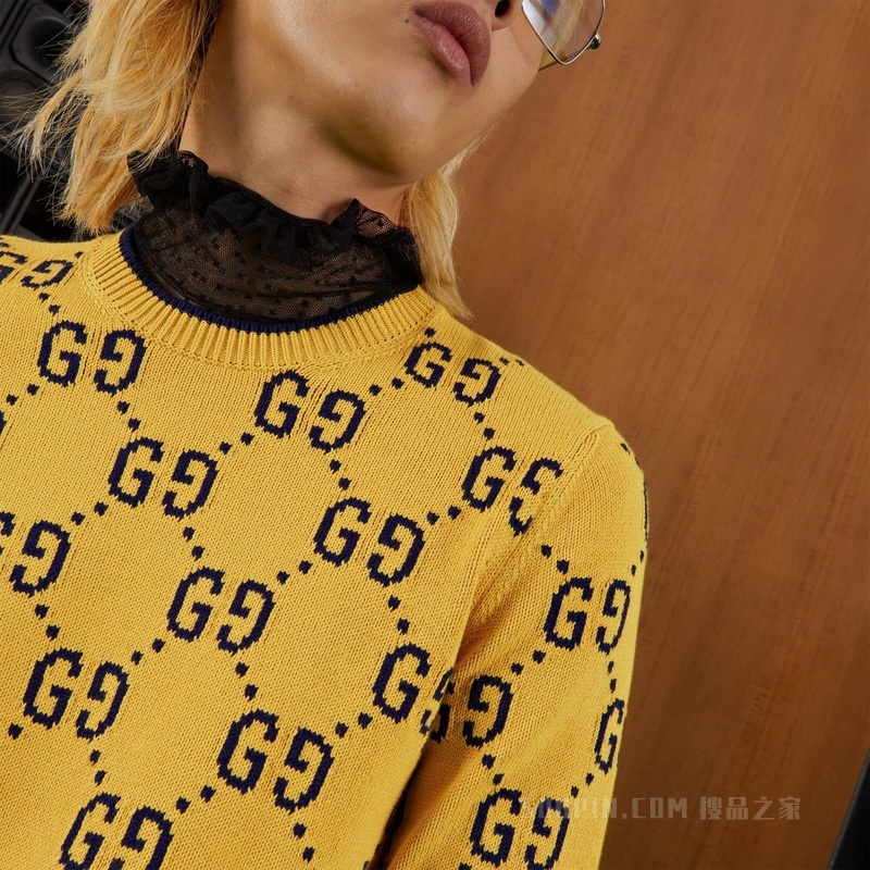 GG针织棉卫衣 黄色和蓝色