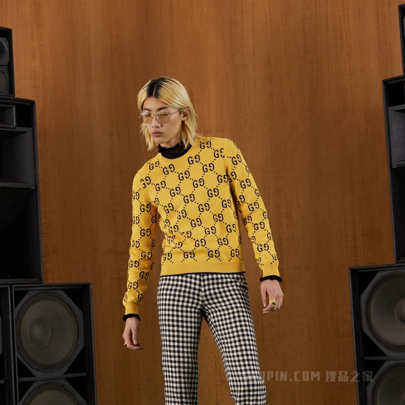 GG针织棉卫衣 黄色和蓝色