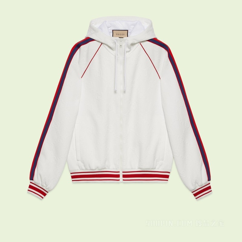 GG提花针织拉链夹克 白色